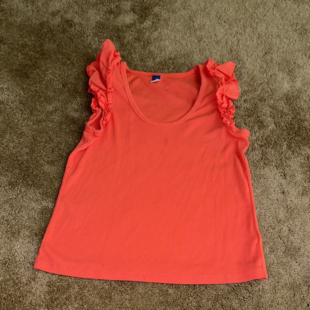 Old Navy Coral Ruffle Sleeve Tank Top